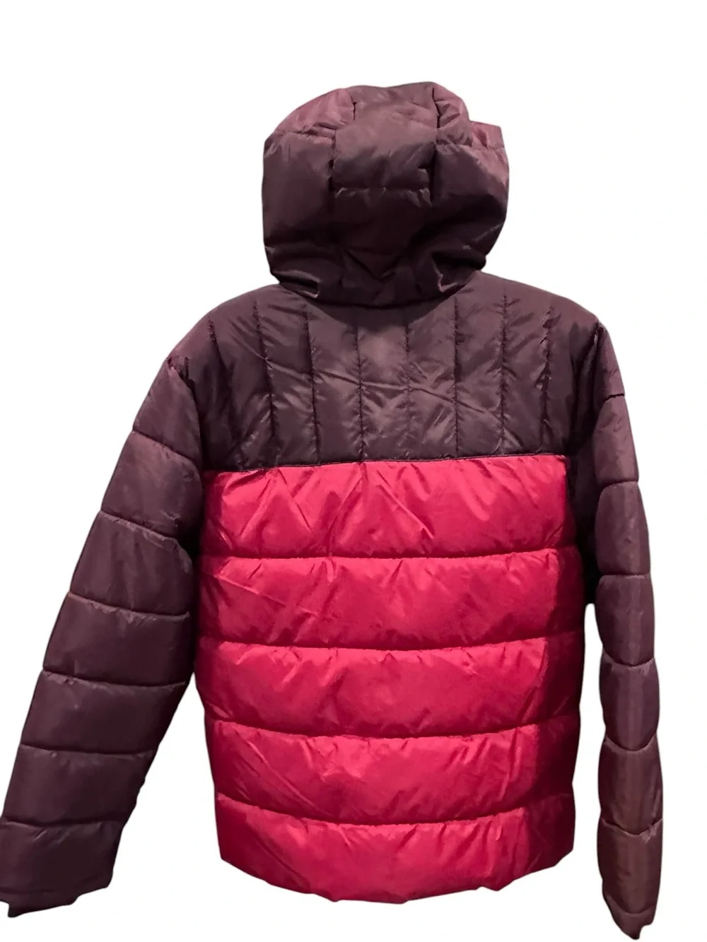 Wonder Nation Boys XXL 18 Colorblock Puffer Jacket Hooded Red Maroon‎ NWT